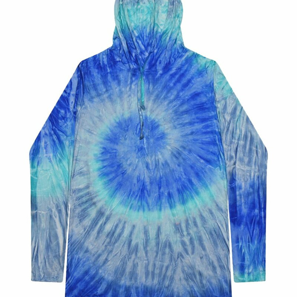 Unisex Tie-Dyed Hooded Long Sleeve T-Shirt Thumbnail