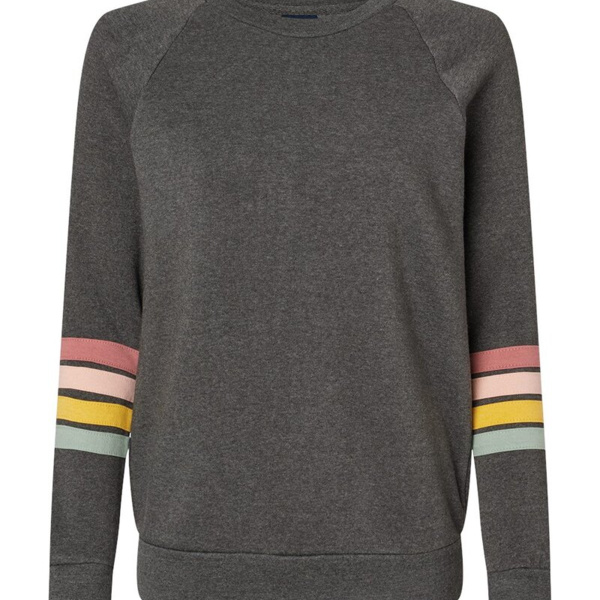 Women's Striped Sleeves Crewneck Sweatshirt Thumbnail