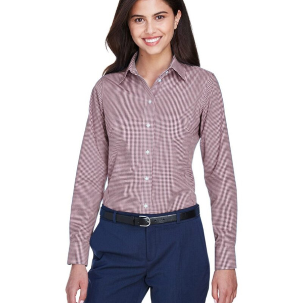 Women's Crown Collection® Gingham Check Woven Dress Shirt Thumbnail
