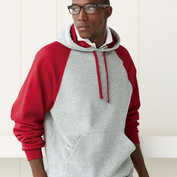 Unisex Nublend® Colorblocked Raglan Hooded Sweatshirt Thumbnail