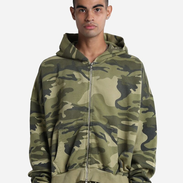 Unisex Garment-Dyed Cropped Full-Zip Hoodie Sweatshirt Thumbnail