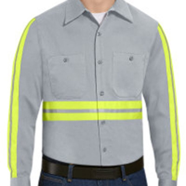 Men's Tall Enhanced Visibility Long Sleeve Cotton Work Shirt Thumbnail