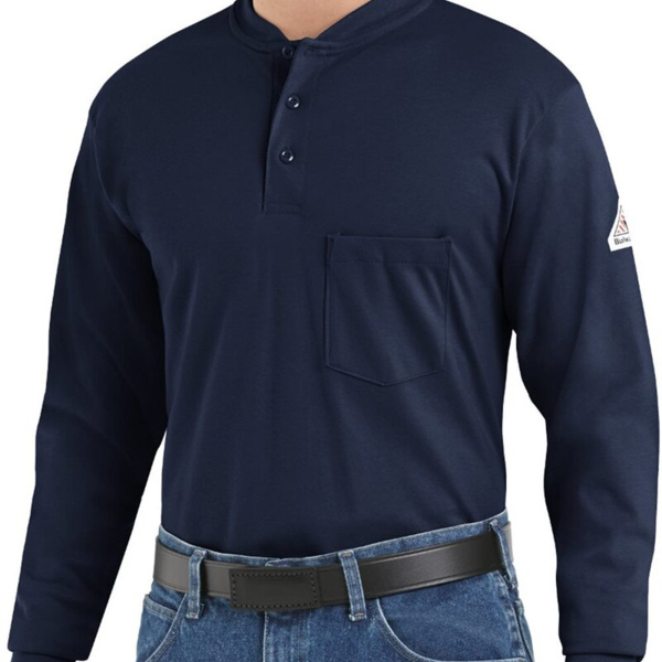 Men's Tall Long Sleeve Tagless Henley Shirt Thumbnail