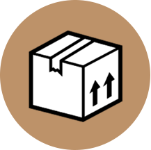 Shipping box icon representing fast turnaround
