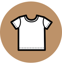 T-shirt icon representing quality apparel products