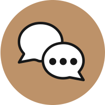 Chat bubbles icon representing custom apparel solutions
